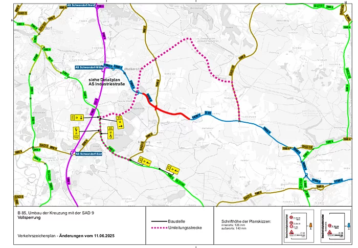 Umleitungsplan B85 Umbau