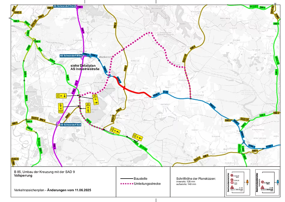 Umleitungsplan B85 Umbau