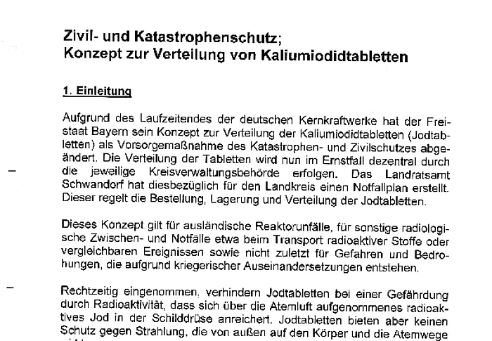 Konzept zur Verteilung von Kaliumiodidtabletten