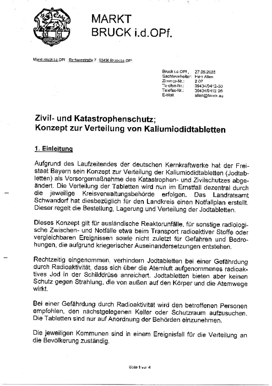 Konzept zur Verteilung von Kaliumiodidtabletten